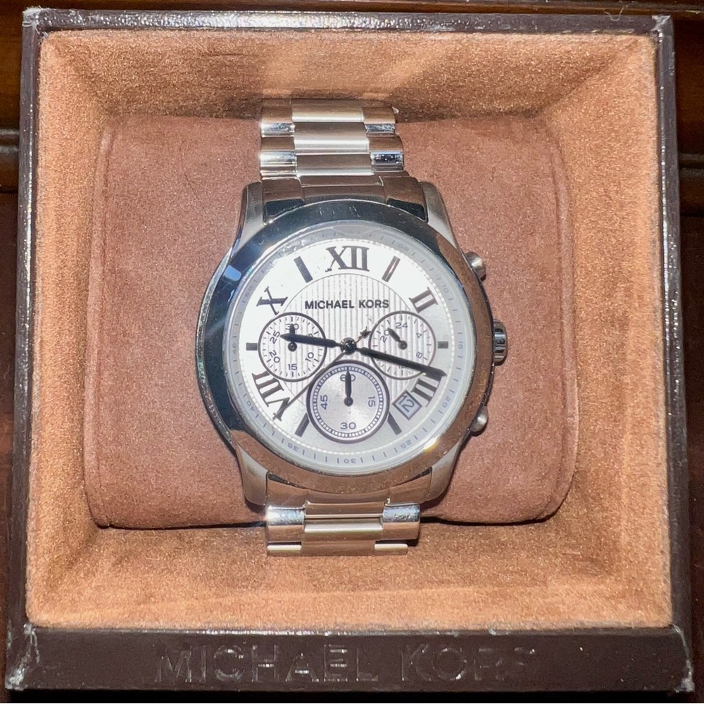 Michael Kors Silver Chronograph Watch - Picture 2 of 2